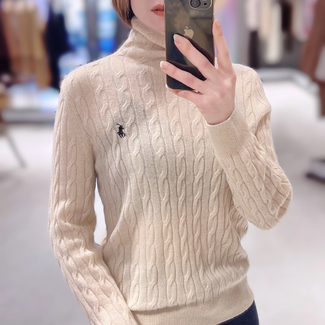 100%山羊绒堆堆领女衫