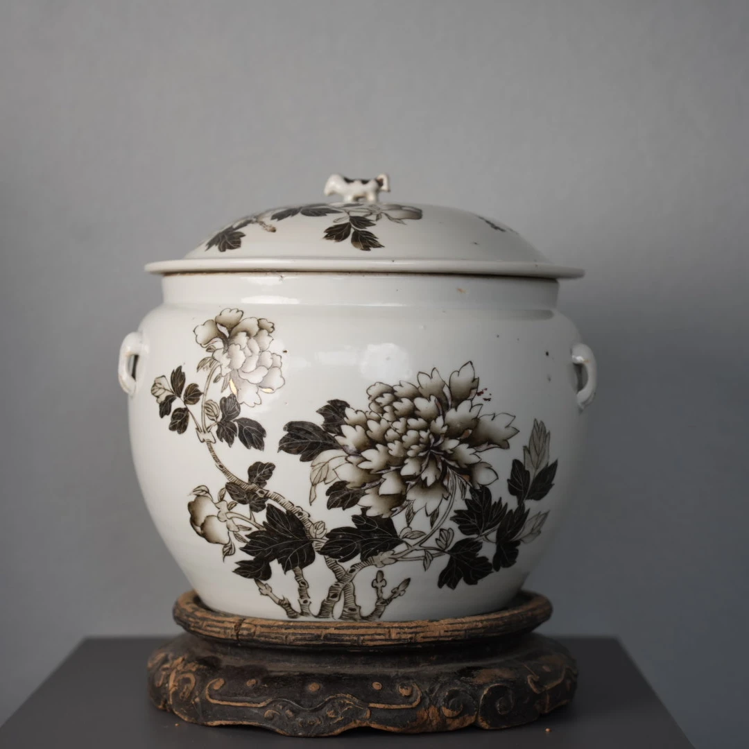 墨彩大粥罐-小闯精品瓷摆件