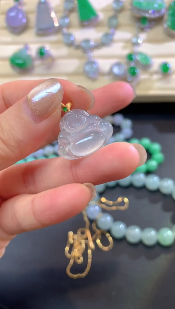 吊坠(不含链)18K金镶嵌翡翠吊坠|1700+85