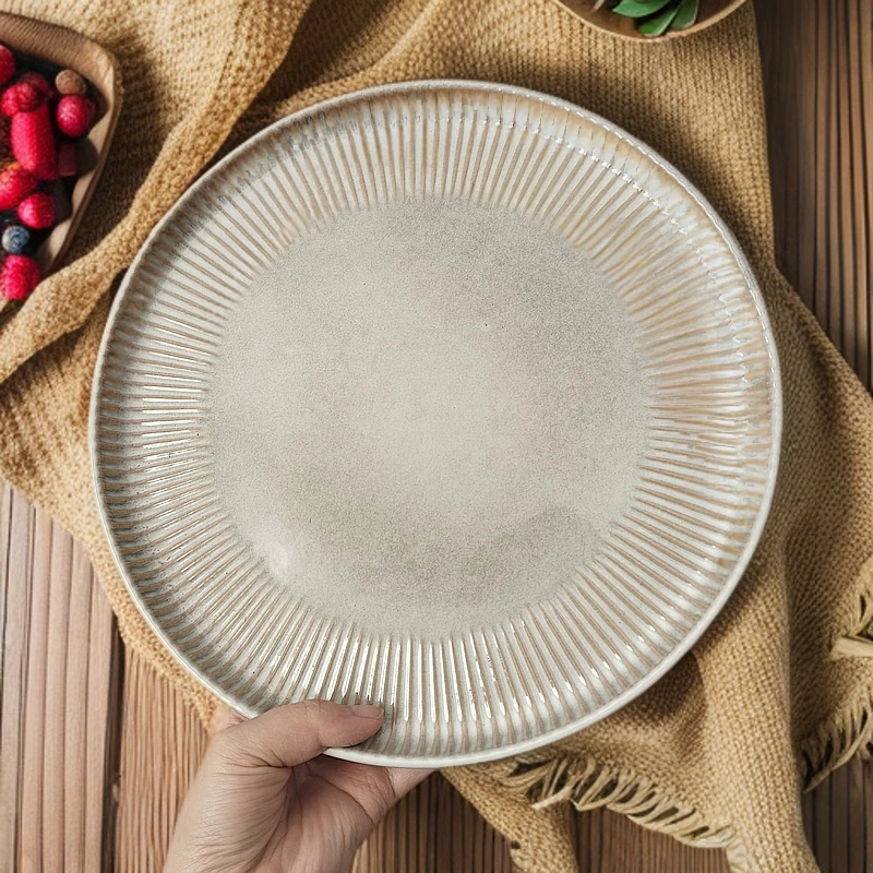 864微瑕欧式浮雕陶瓷牛排平盘10寸大盘