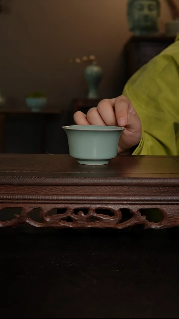 摆件原产地原矿仿古釉手工马蹄杯