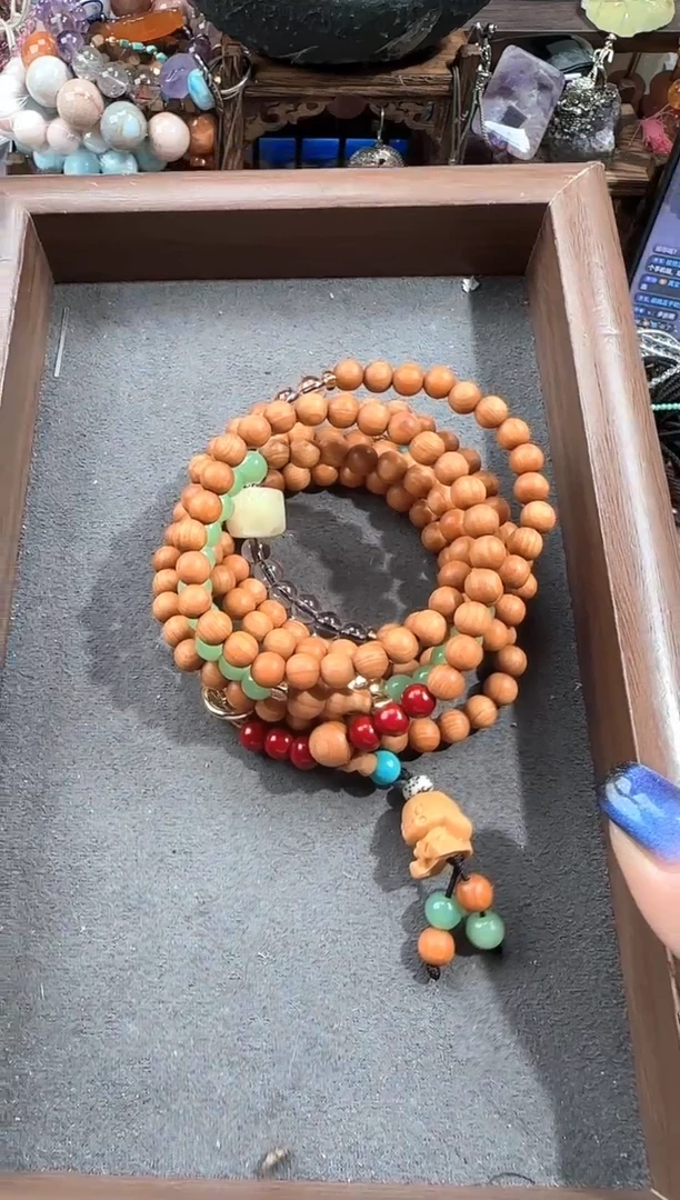 未镶嵌柏木（崖柏）把件手机斜跨链