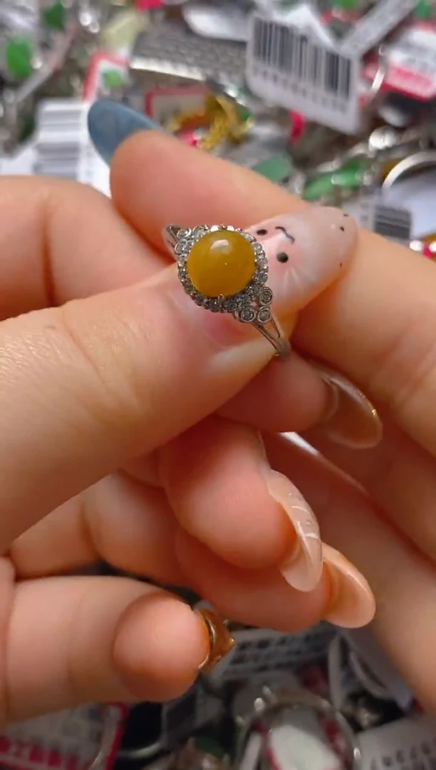 银S925镶嵌戒指翡翠百内无证书