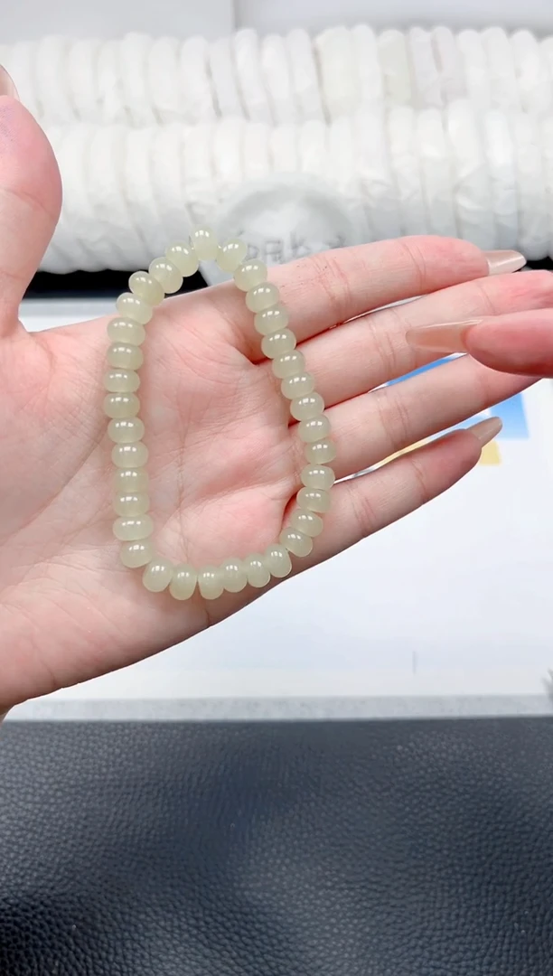 和田玉手镯未镶嵌茶晴手链