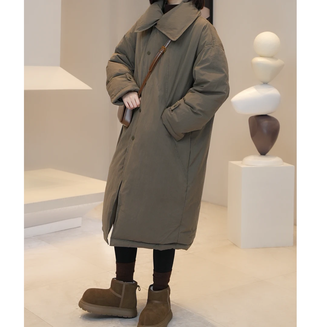 现货【薇薇绮】2024冬季新款长款羽绒服翻领加厚90白鸭绒W867