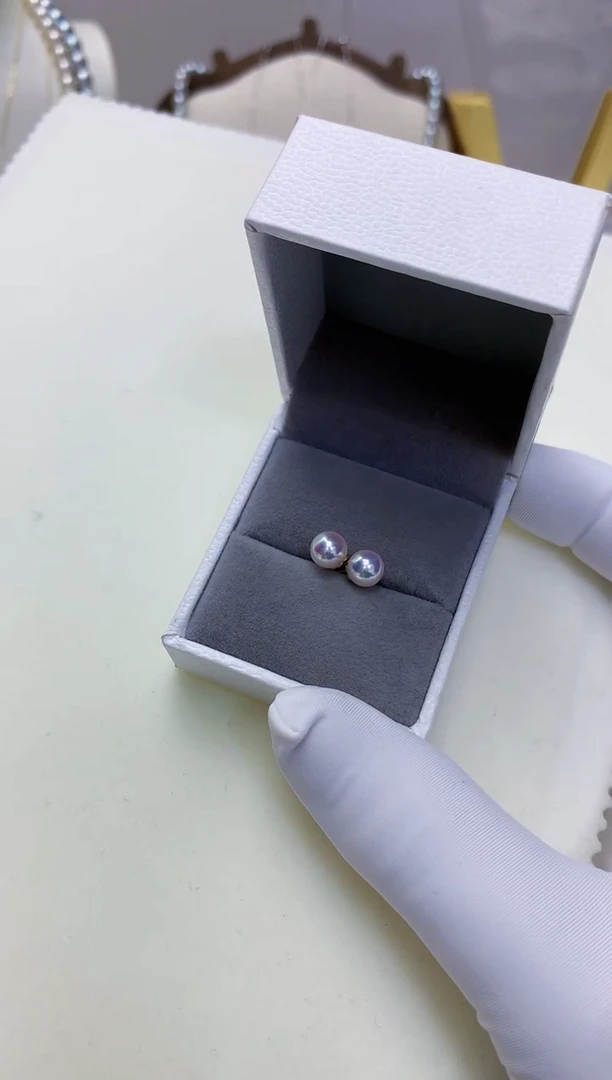 【闪购商品】海水珍珠饰品18K金镶嵌5-6素钉定制