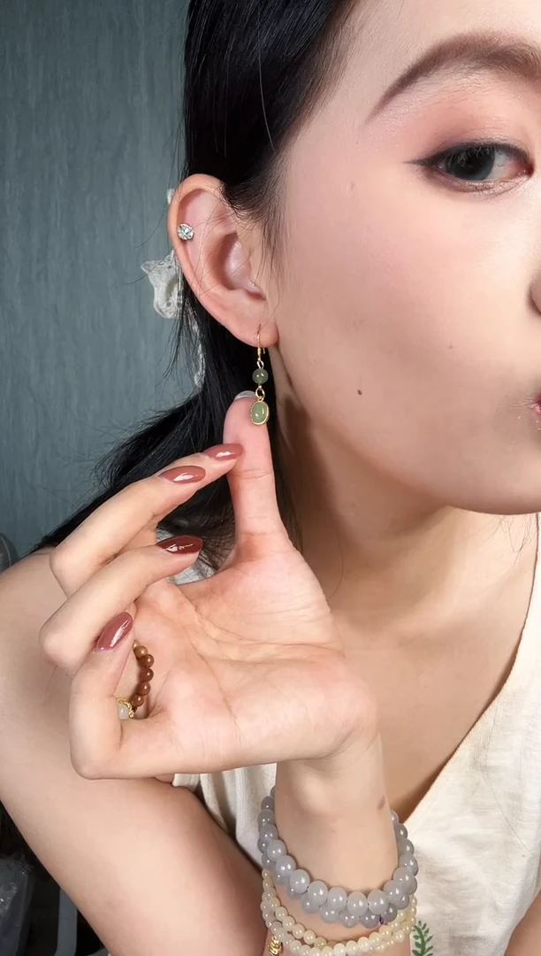 和田玉未镶嵌耳饰和田扎老师蛋面耳钉