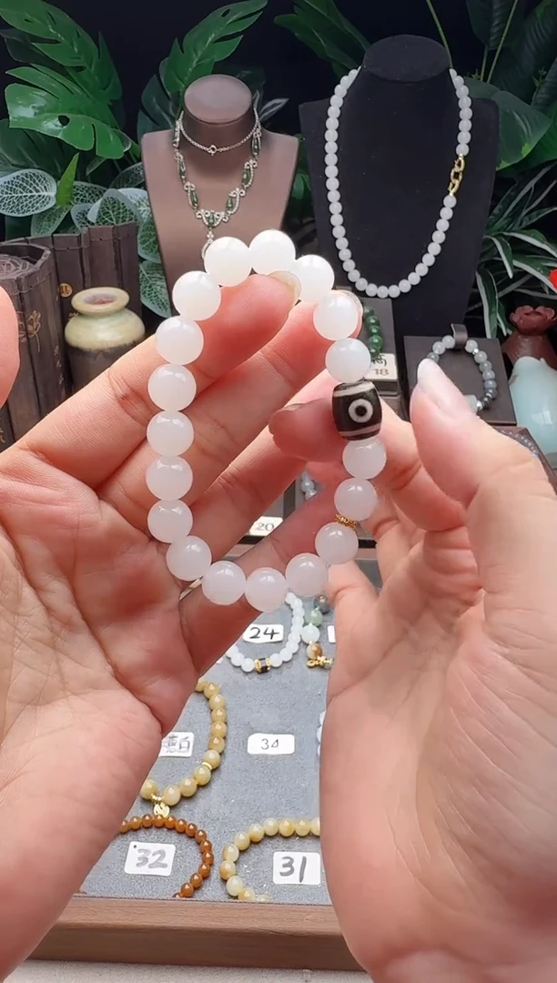 手链未镶嵌和田玉精品10m新疆且末白玉手串