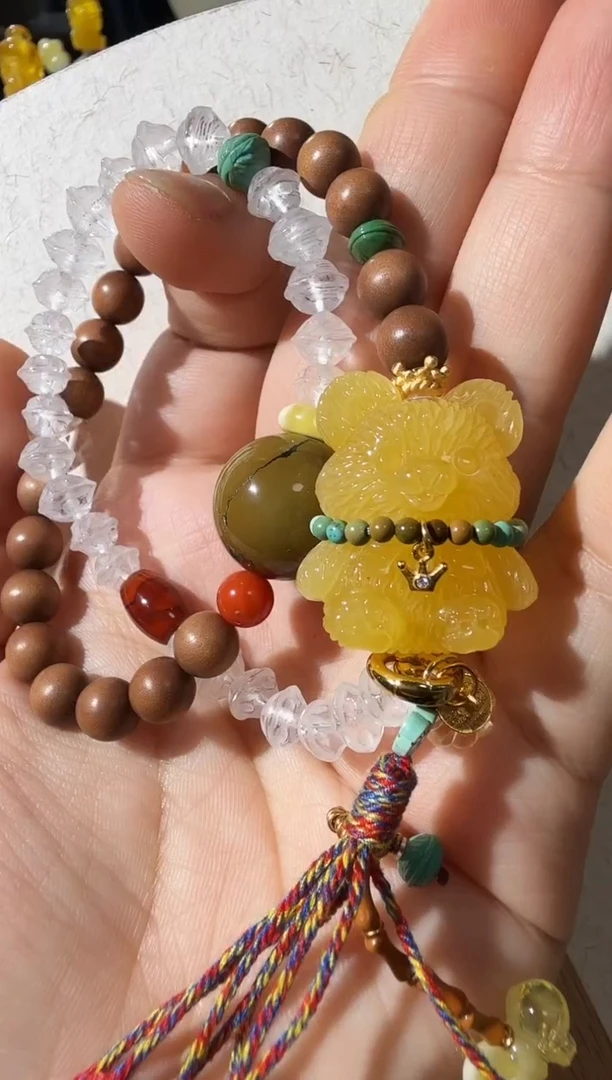 未镶嵌蜜蜡手链蜜蜡小熊手链