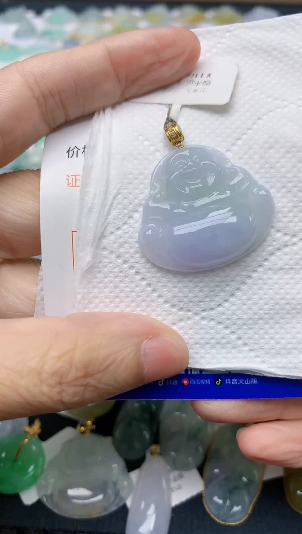 翡翠18K金镶嵌颈饰天然缅甸A货翡翠