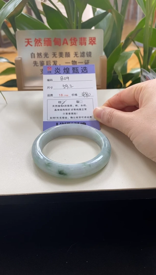 未镶嵌手镯翡翠圈口59编码b09