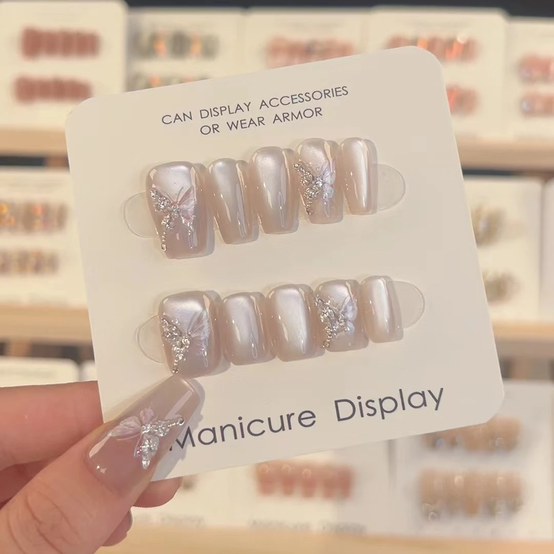 【上春山（偏银）】纯手工穿戴甲美甲贴光疗甲冰透流行纯欲秋冬