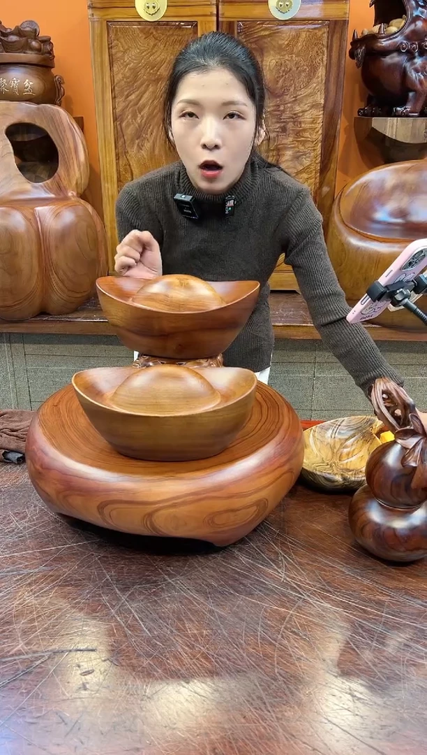 【闪购商品】稳定木实木创意大元宝摆件