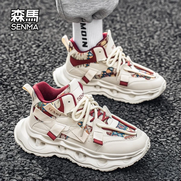 森马冬季新款男士高帮休闲鞋厚底增高老爹鞋ins学生百搭运动潮鞋