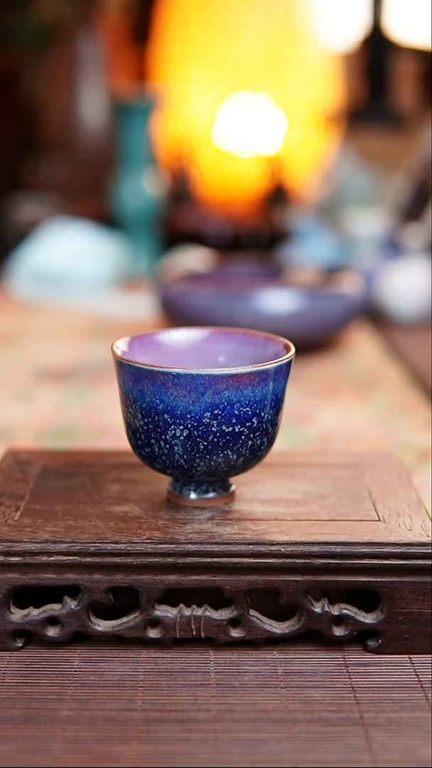 星空蓝  小高足杯子