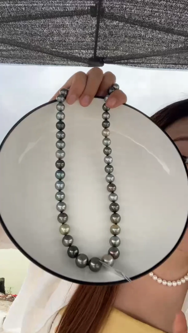 银S925镶嵌海水珍珠项链大溪地S925银 大溪地莫兰迪项链