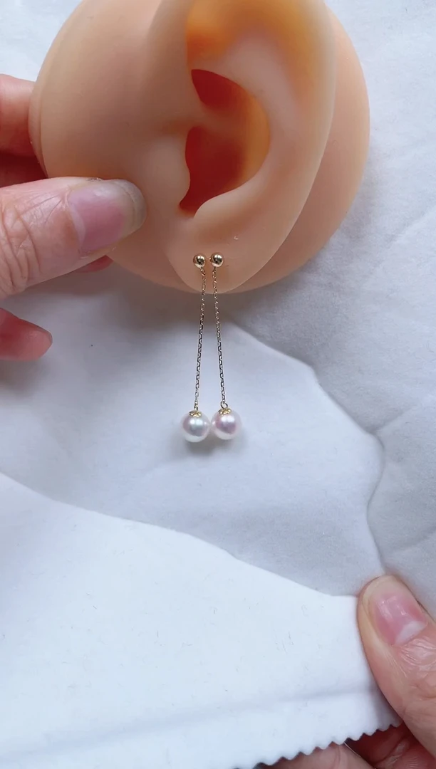 【闪购商品】海水珍珠耳饰18K金镶嵌18k风在吹耳钉海水珍珠