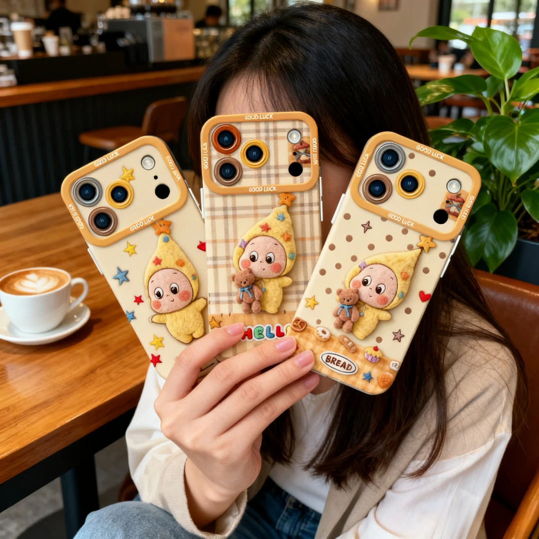 仿毛绒满屏星星人适用iPhone17promax手机壳苹果16卡通15全包14女