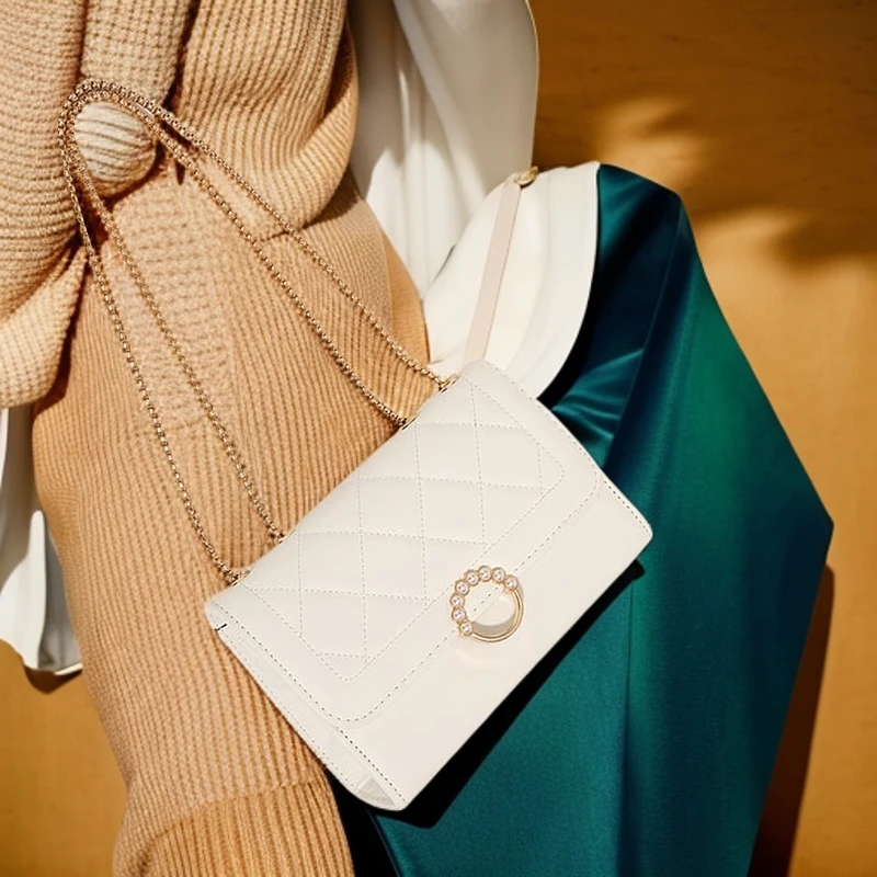 Louis biean 路易彼岸链条韩系斜挎包百搭小众单肩腋下9089白