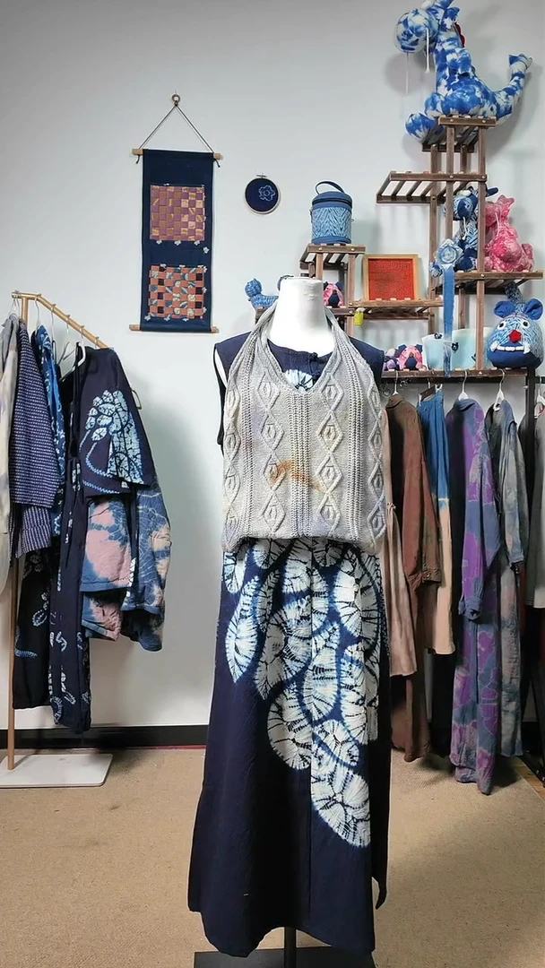 灰金配色植物染针织包包