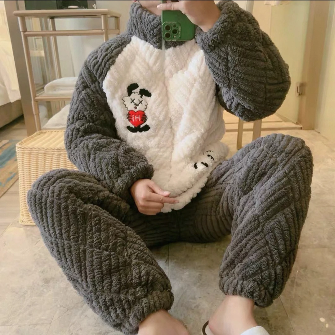 【2025男款爱心兔】新款保暖睡衣冬季卡通家居服套装秋冬季外穿