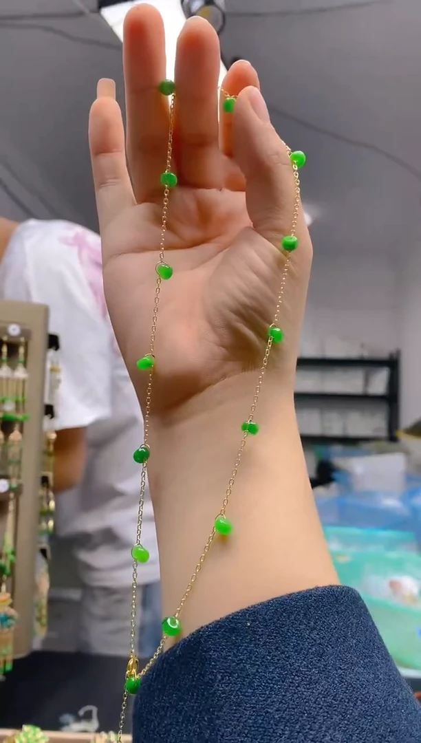 【闪购商品】翡翠耳饰合金108翡翠锁骨链