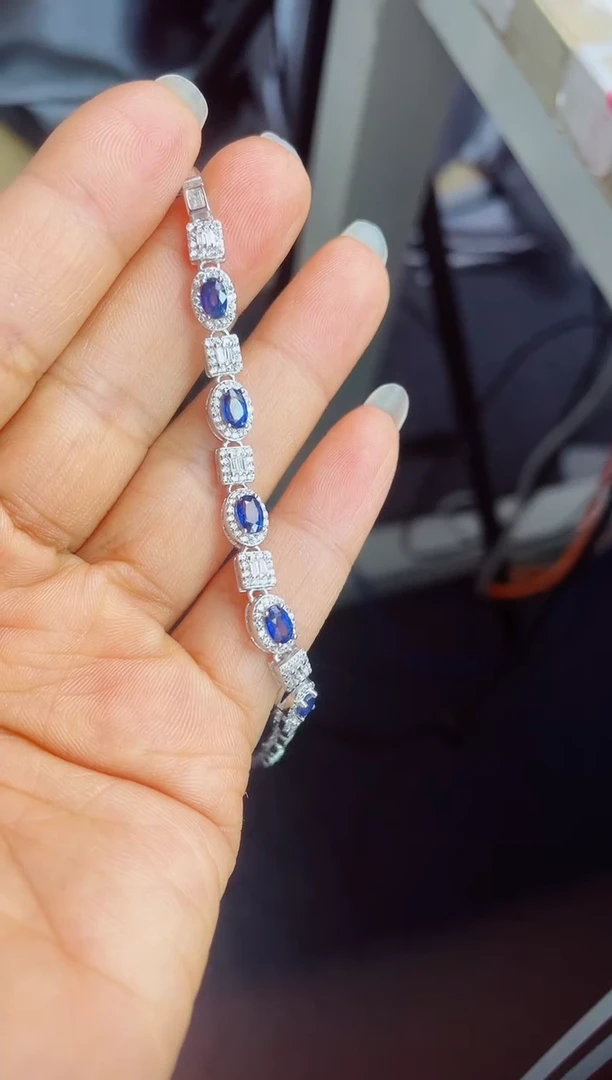 【闪购商品】蓝宝石手链银S925镶嵌手链