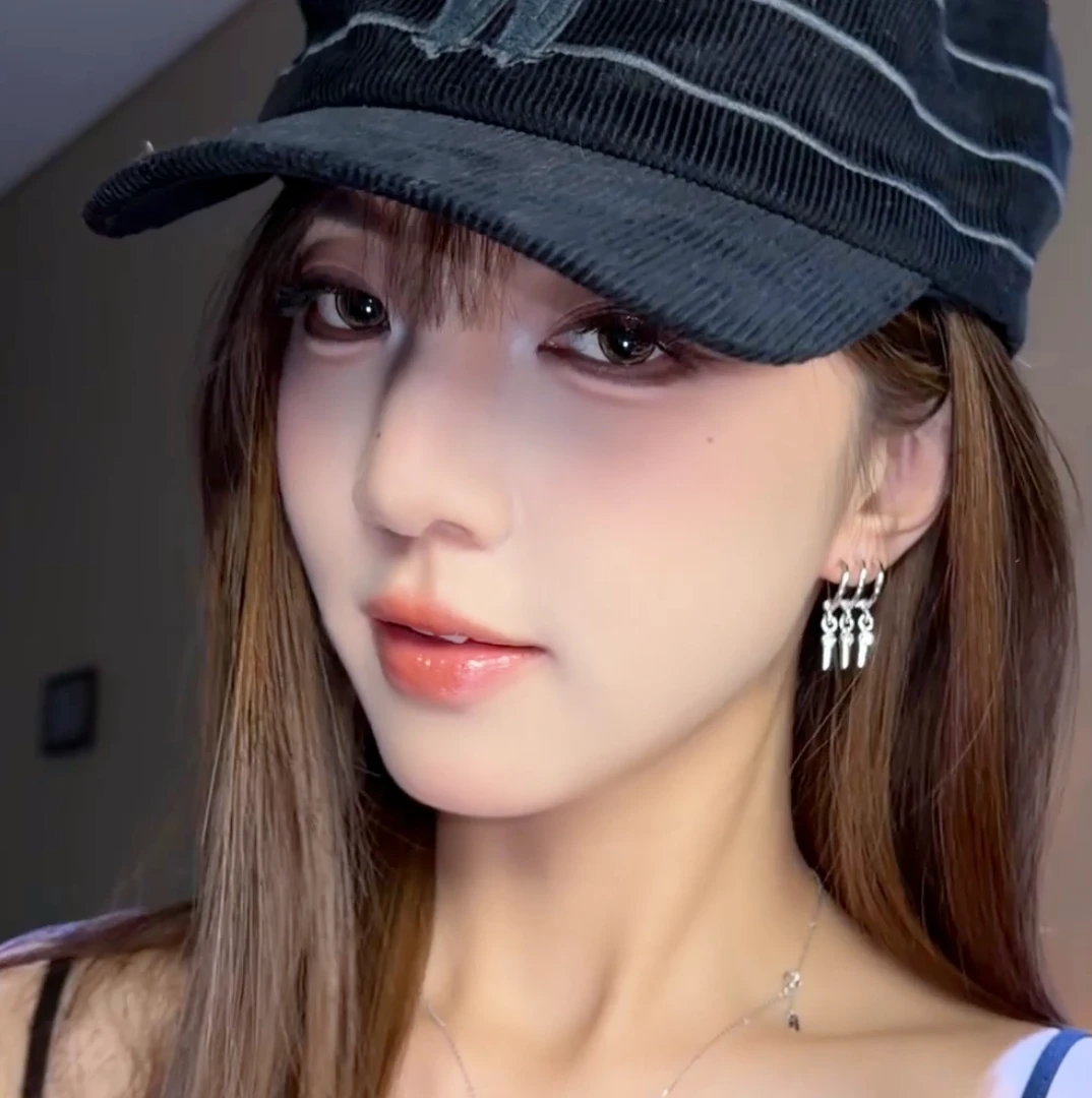 合金锆石耳饰 【单耳洞】一拖三耳钉女气质耳环小众设计感高级冷性