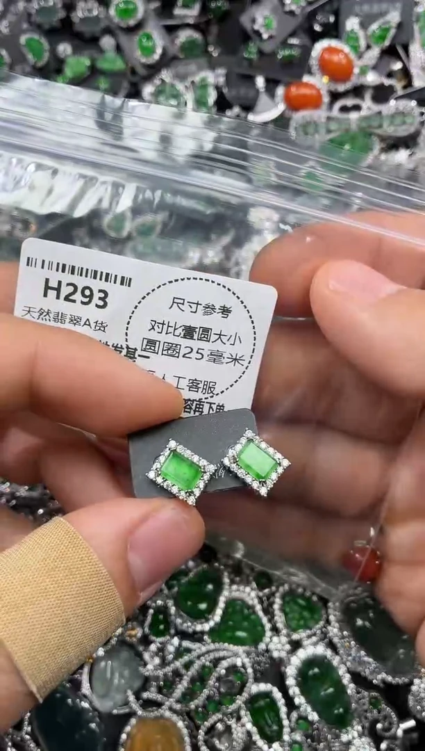 颈饰未镶嵌翡翠H293耳钉
