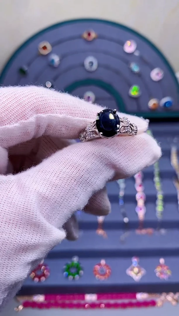 【闪购商品】蓝宝石戒指银S925镶嵌5