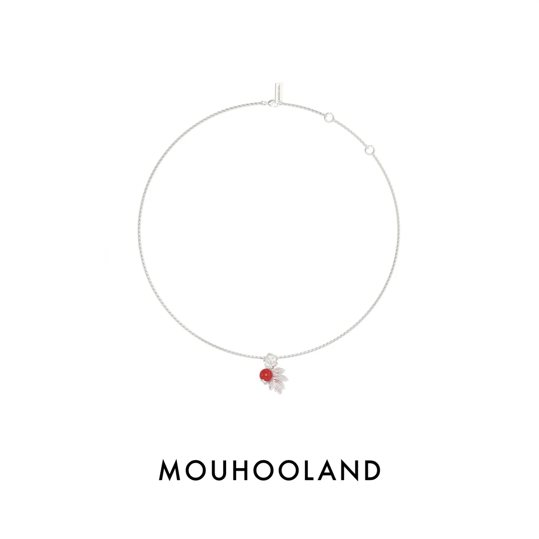 吊坠925银锆石 山楂果吊坠项链手工雕刻拉丝925银新年项链