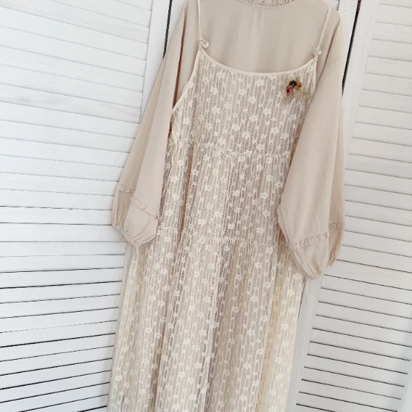 可衣-【糖诗】2025春夏新款森系吊带背心裙罩衫叠穿