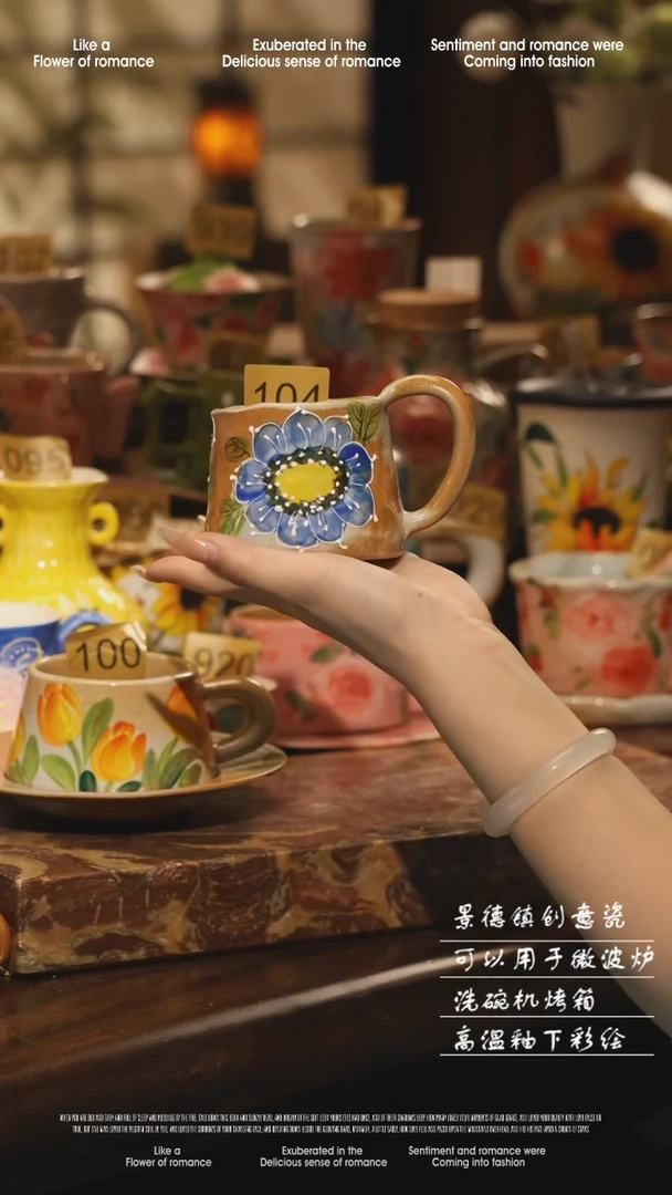 陶瓷景德镇高温手绘釉下彩设计师款式