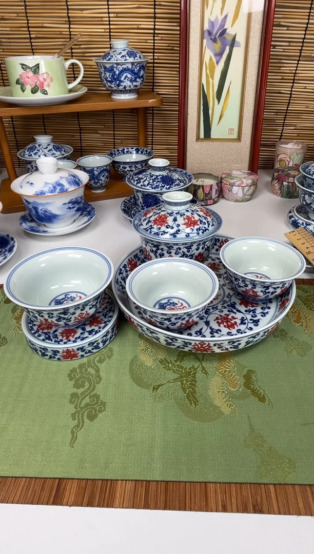 釉里红缠枝莲二才+大小压手+gaihzi