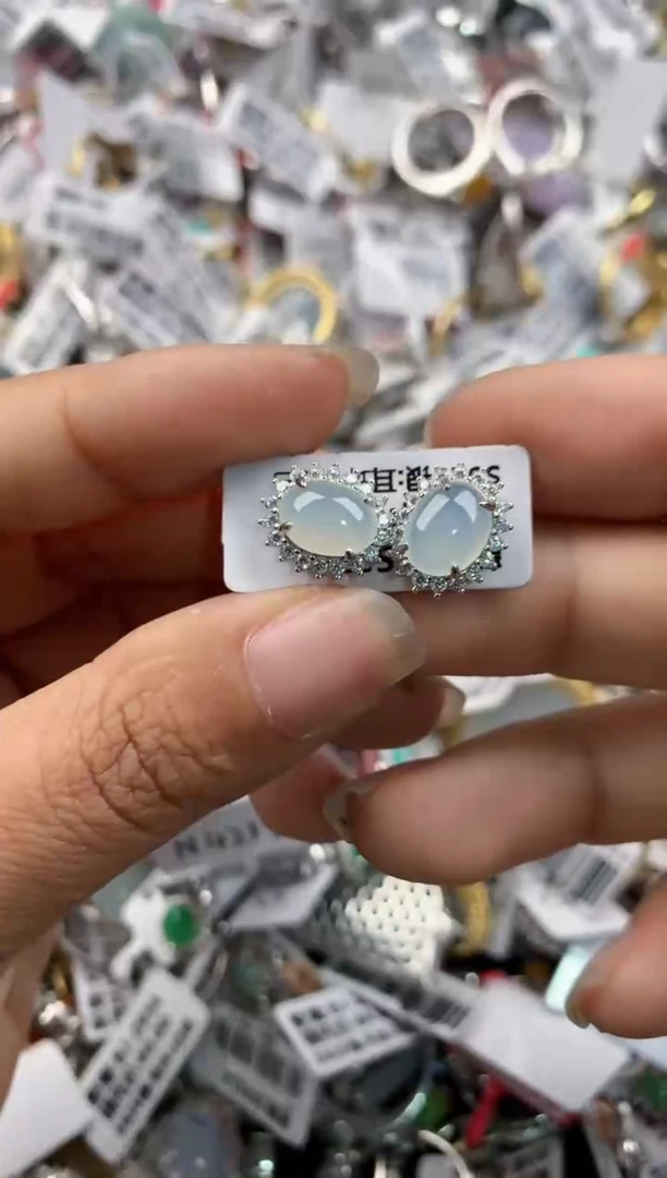 银S925镶嵌戒指翡翠10-10-10       1