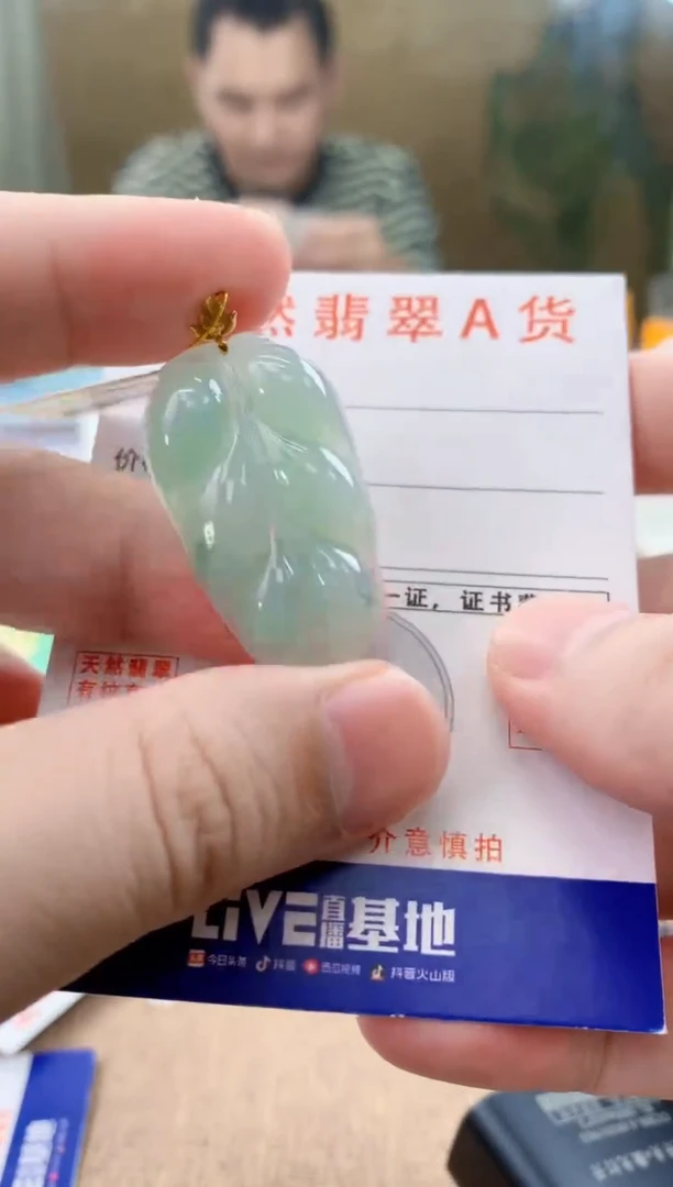 颈饰18K金镶嵌翡翠天然A货翡翠挂件