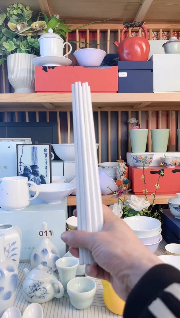 陶十双高温白瓷筷子