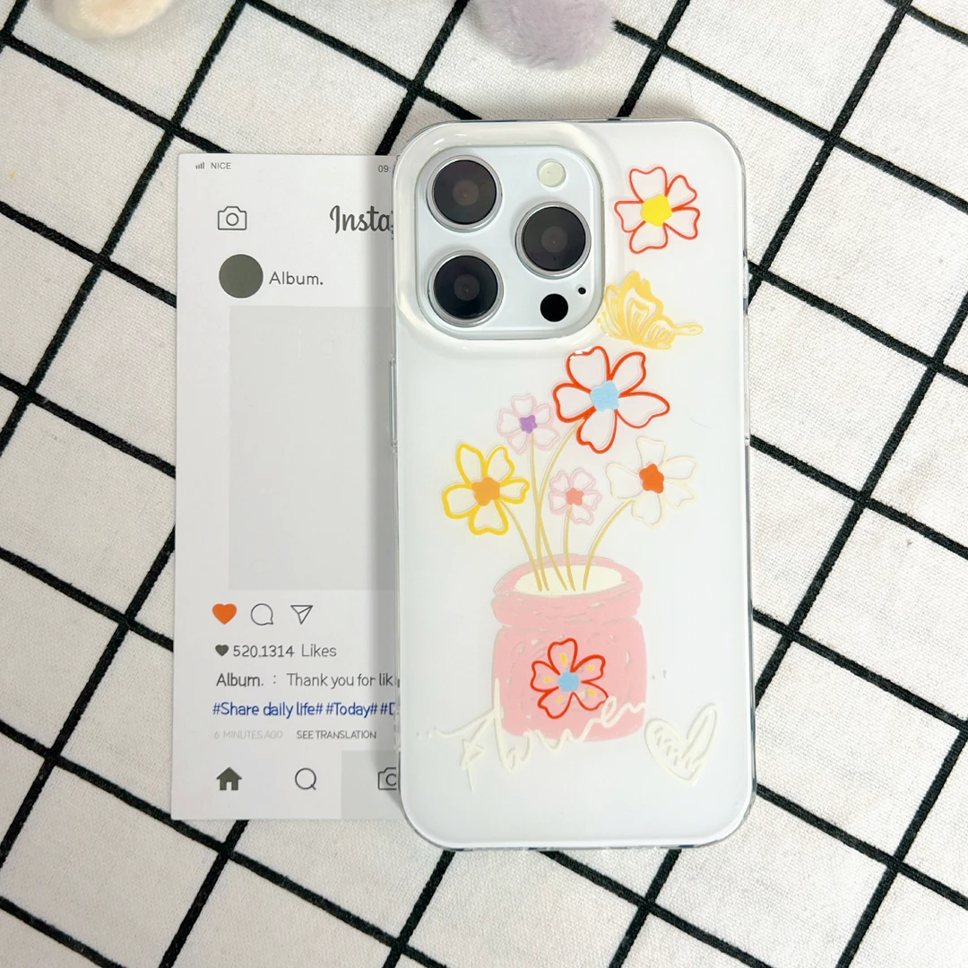 【19】高级线条花盆手机壳适用苹果17iPhone16华为小米17oppovivo