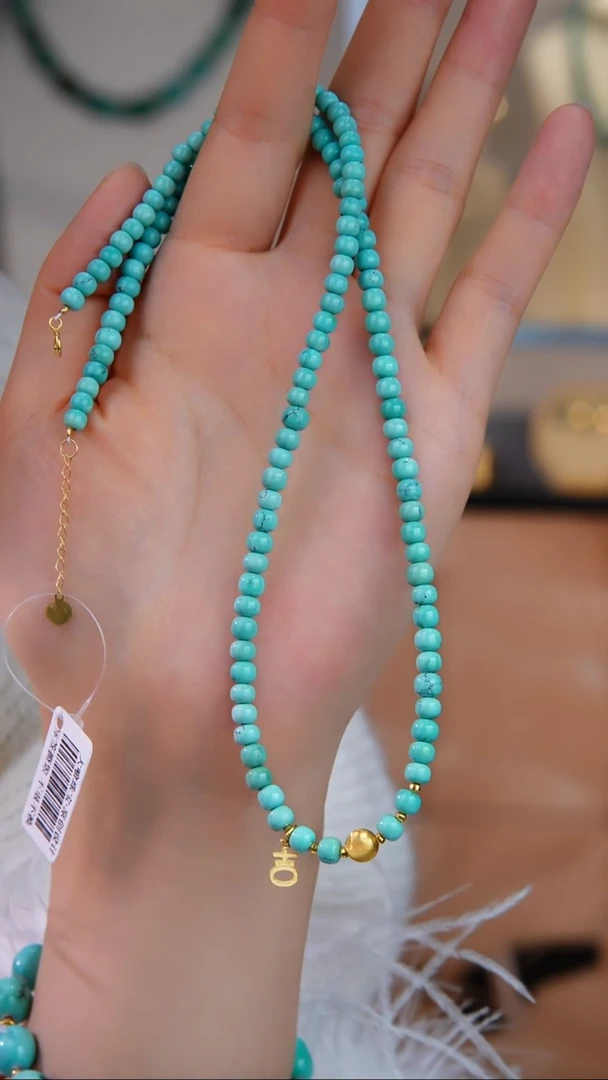 18K金镶嵌绿松石项链多样性发货