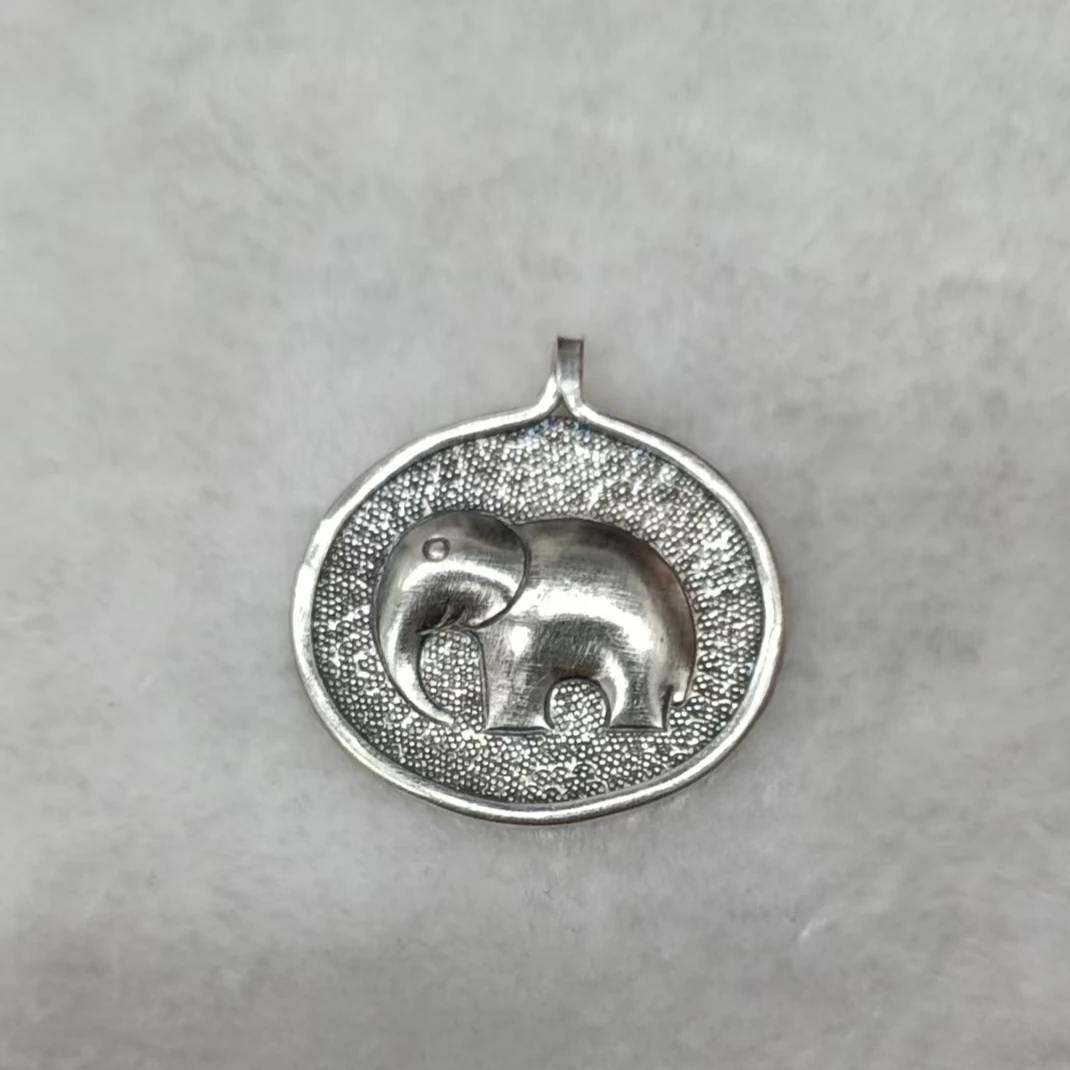 吊坠925银 1213-023大象吊坠 时尚简约个性百搭精美精致潮流小众