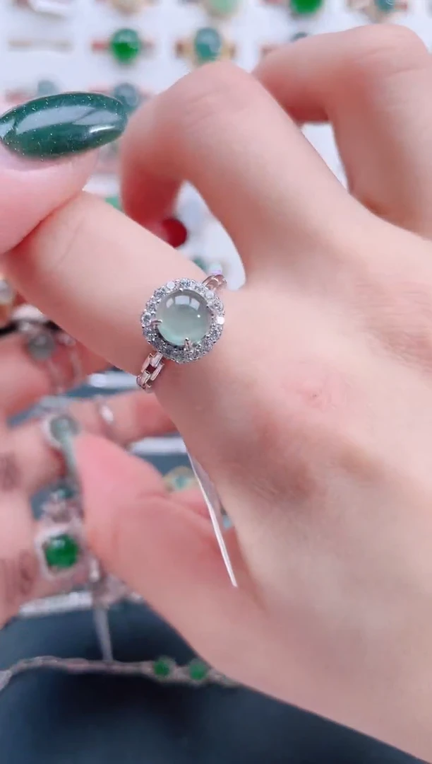 银S925镶嵌戒指翡翠天然翡翠