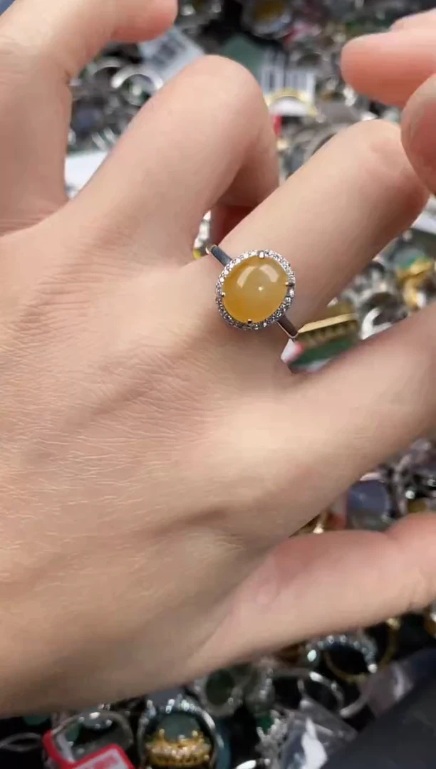 银S925镶嵌戒指翡翠999             1