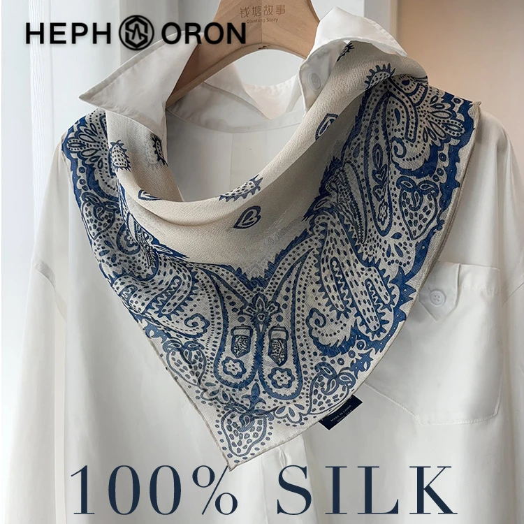 桑蚕丝西丽纱丝巾女2025新款高级感腰果花真丝围巾印花装饰领巾