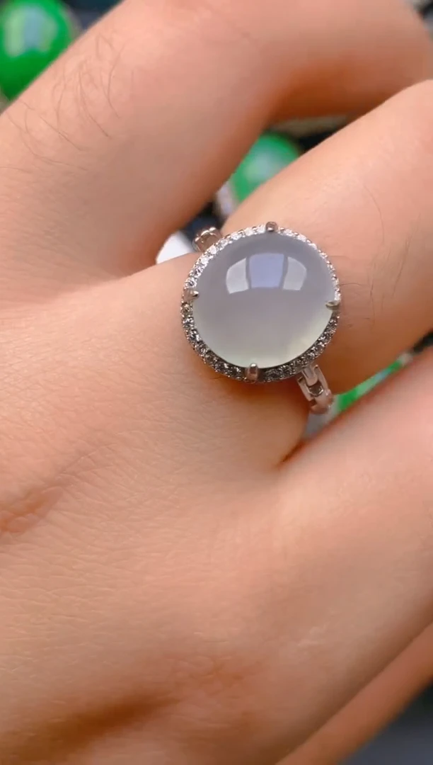 【闪购商品】翡翠戒指银S925镶嵌天然A货翡翠1