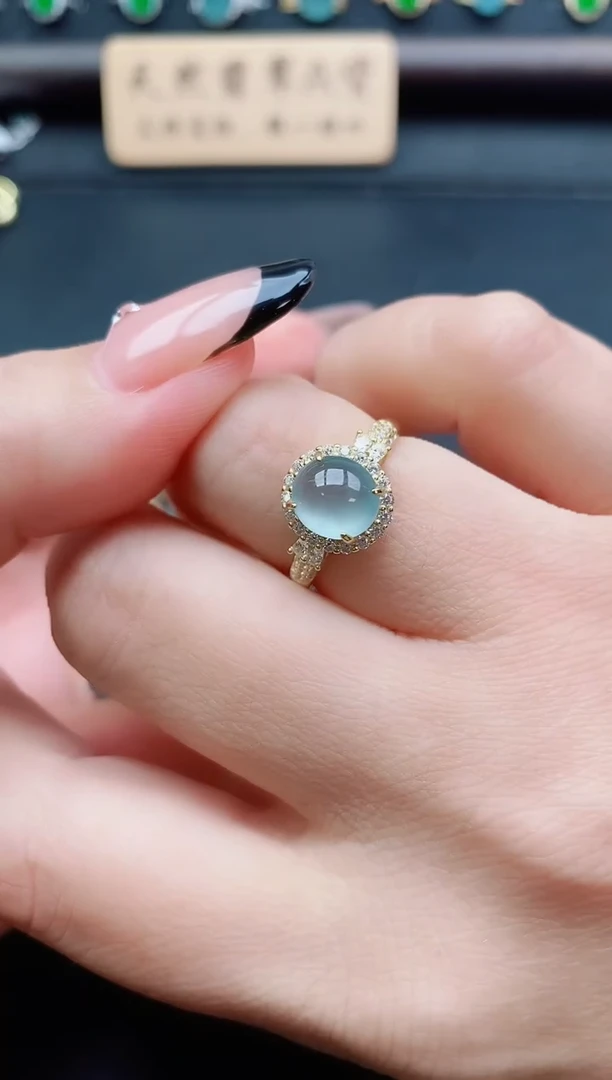 银S925镶嵌戒指翡翠1