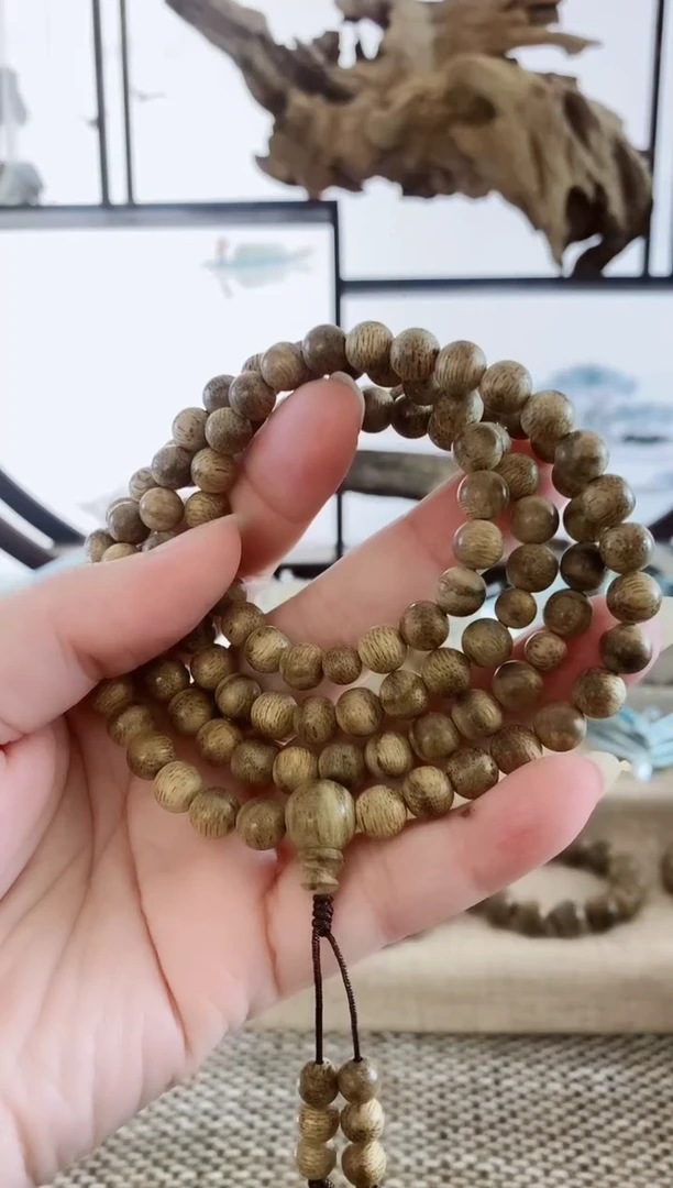 沉香手串海南尖峰岭麻丝油老料7.5X108MM多圈