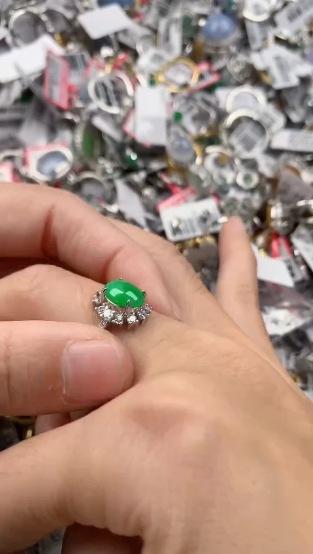 银S925镶嵌戒指翡翠333          3