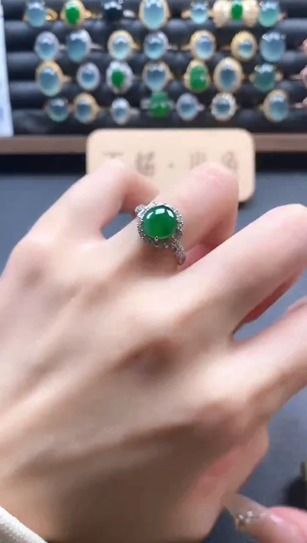 银S925镶嵌戒指翡翠51511