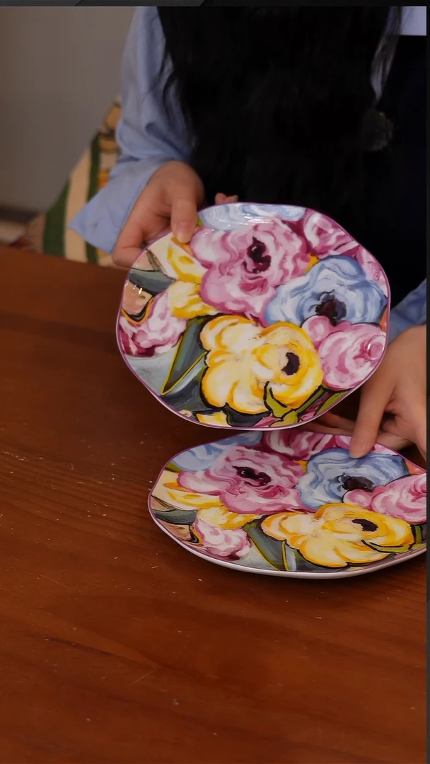 陶160-Gentle Queen梵高玫瑰8寸荷荷平盘单品瓦 楞盒装（2个装）