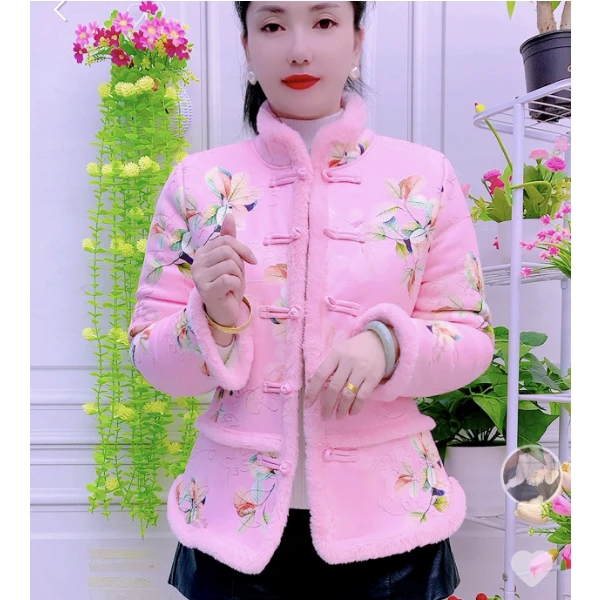 外套加厚拼接棉衣冬季棉服女士唐装女装上衣中国风晚宴场合女装